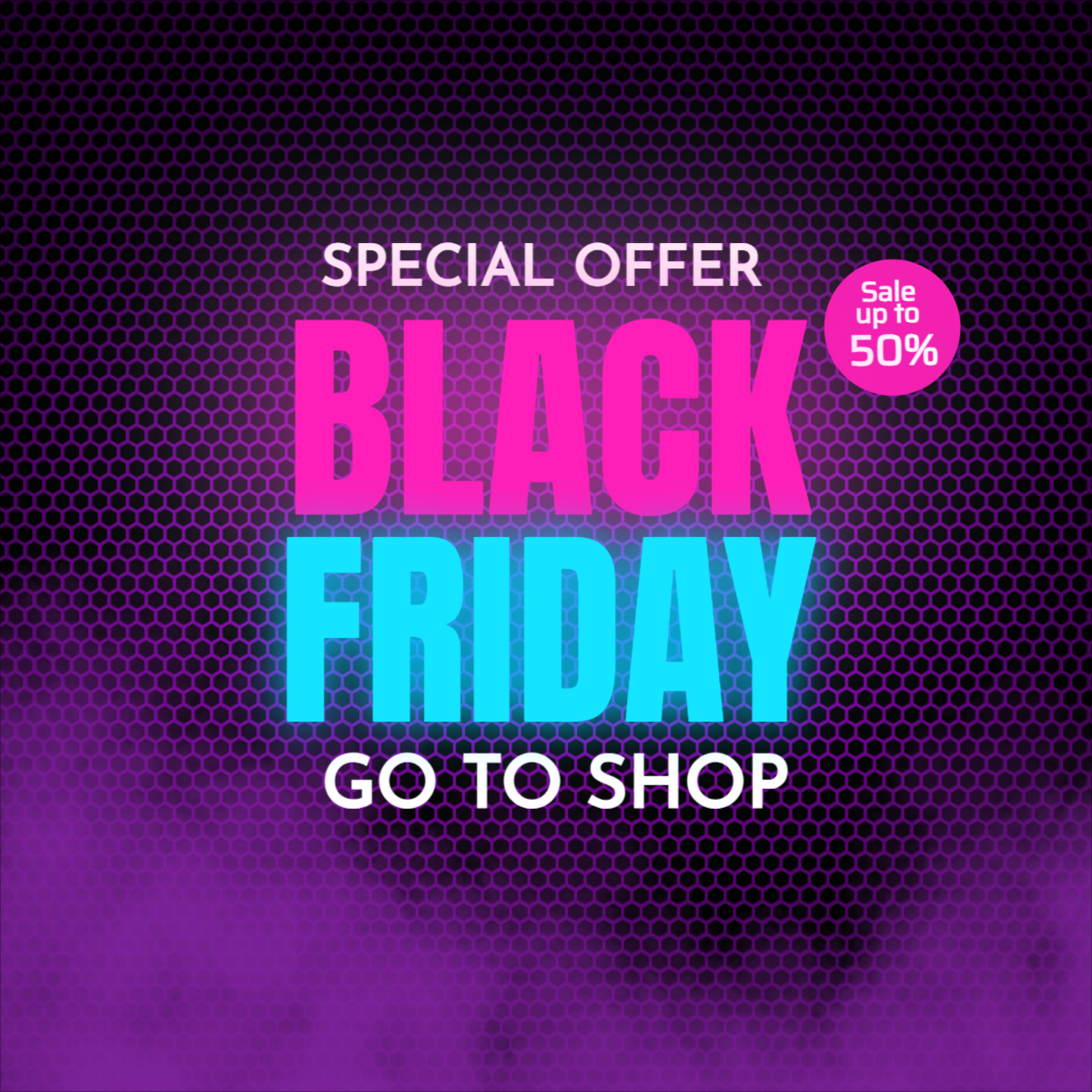 Black Friday neon instagram post Design Template For Free