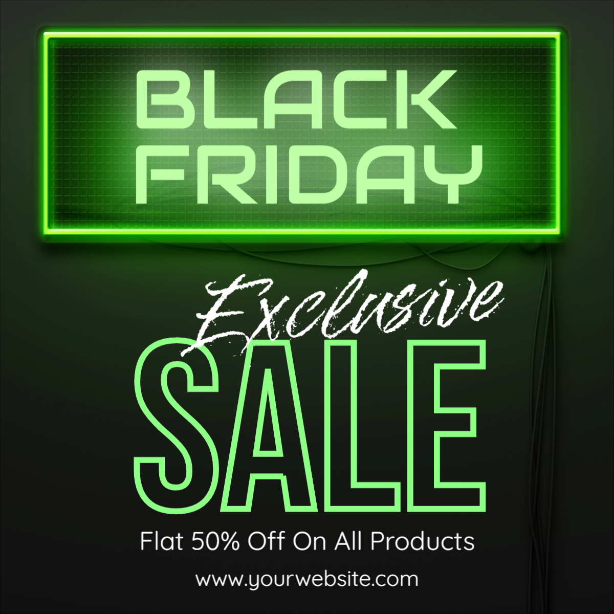 Neon Green Gradient Black Friday Sale Banner Template For Free