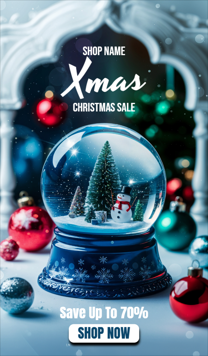 White Crystal Ball Christmas 2025 Winter Promotion Poster Premium Template For Free