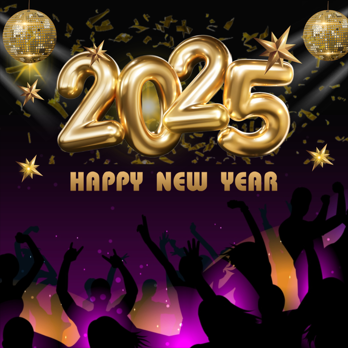 Black And Gold Happy New Year 2025 Flyer Design Template For Free