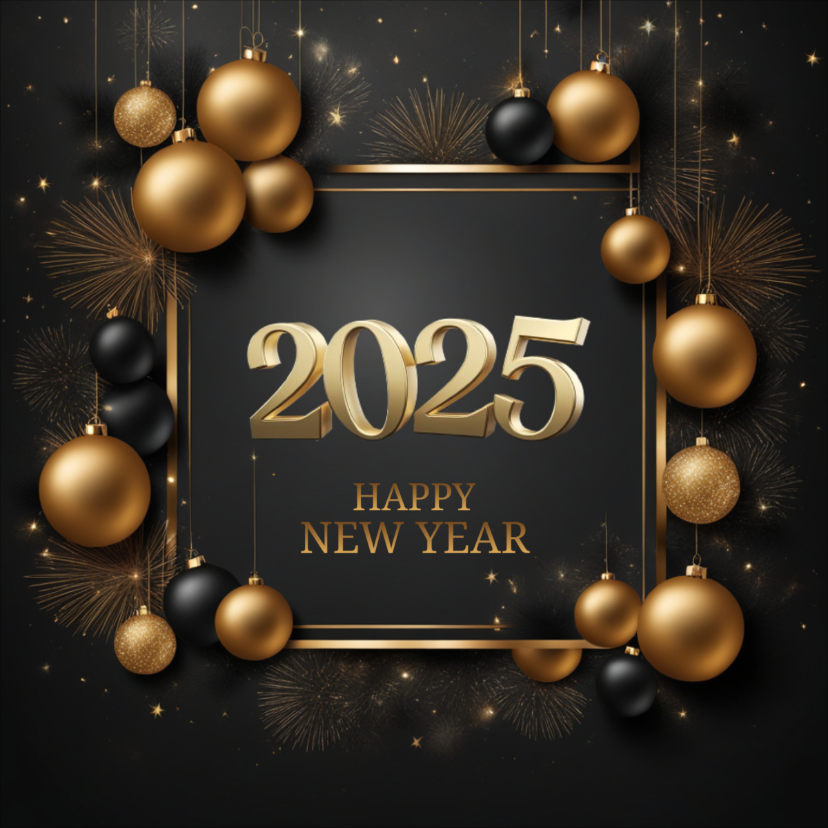 Black and Gold Festive New Year 2025 Instagram Template Design For Free Design services