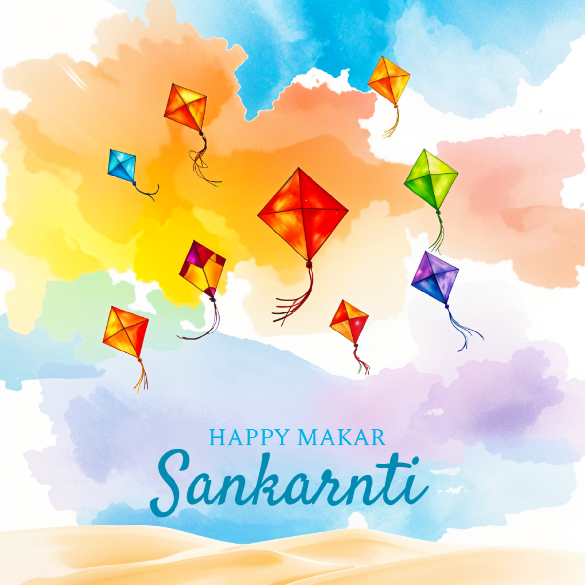 Happy Makar Sankranti 2025 Colorful kites soaring high for the harvest festival