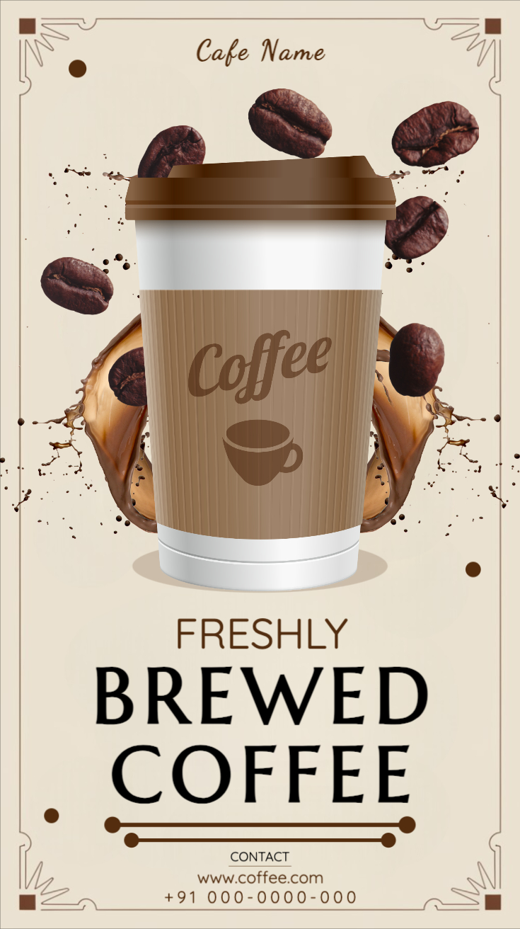 Editable Coffee Poster Template for Facebook & Instagram - Eye-Catching and Customizable Design