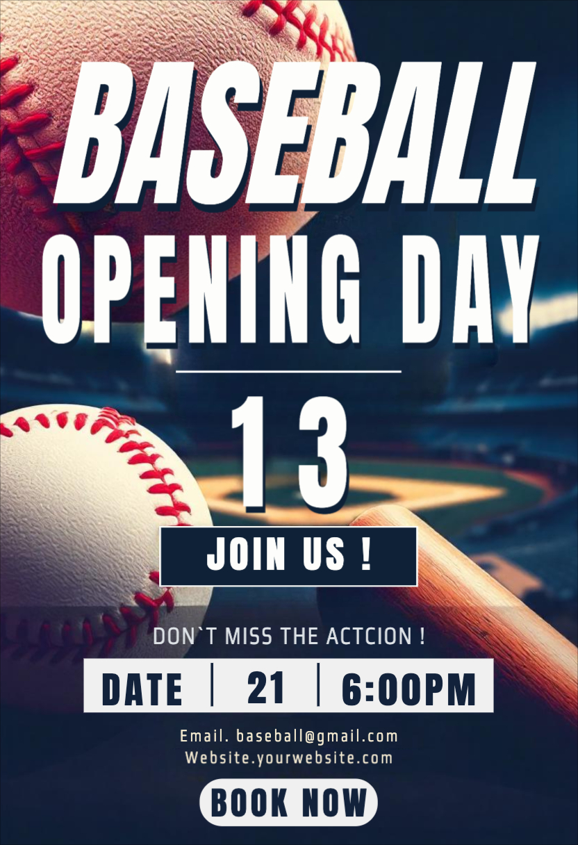 Editable Baseball Opening Entry Poster Template - Eye-Catching Design for Facebook & Instagram