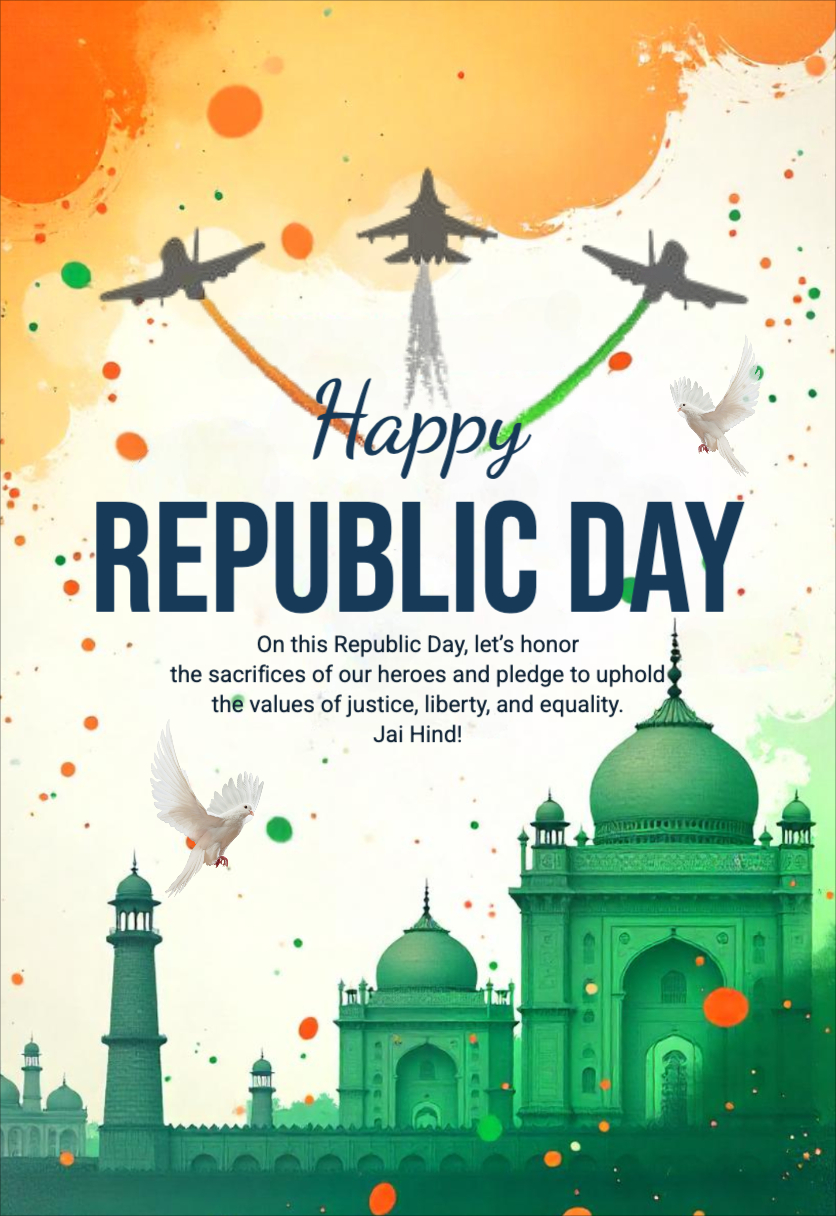 Editable Happy Republic Day Poster Template - Eye-Catching Design for Facebook & Instagram