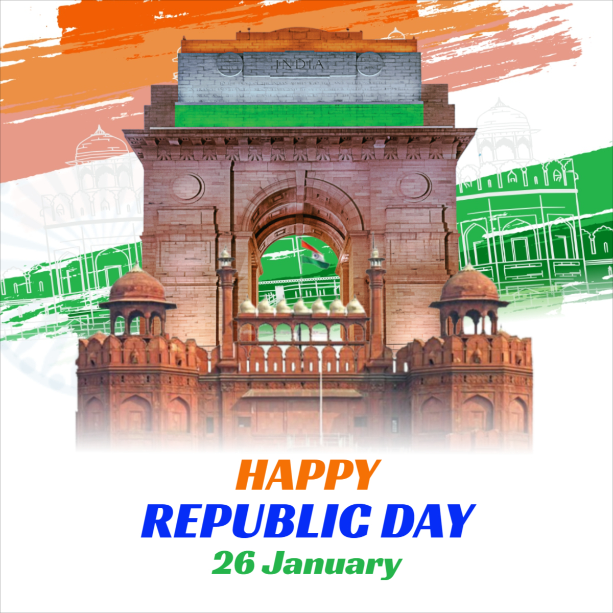 2025 76th Happy Republic Day Wishing Template Banner For free