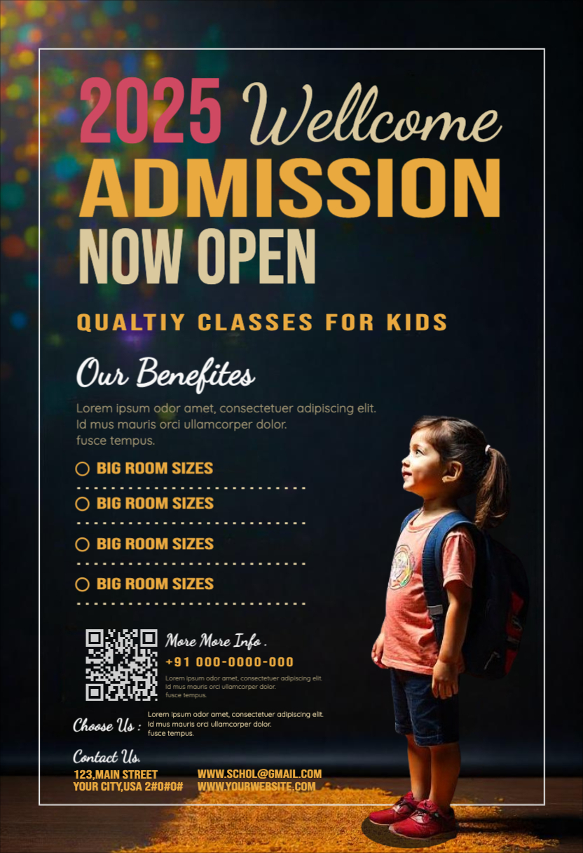 Editable School Admission Open Poster Template for Facebook & Instagram - Eye-Catching.