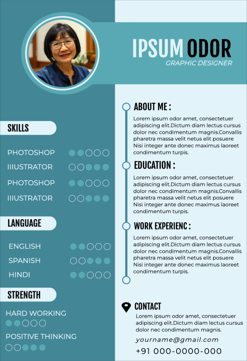 Editable Professional Resume & CV Poster Template for Facebook & Instagram - Eye-Catching Design