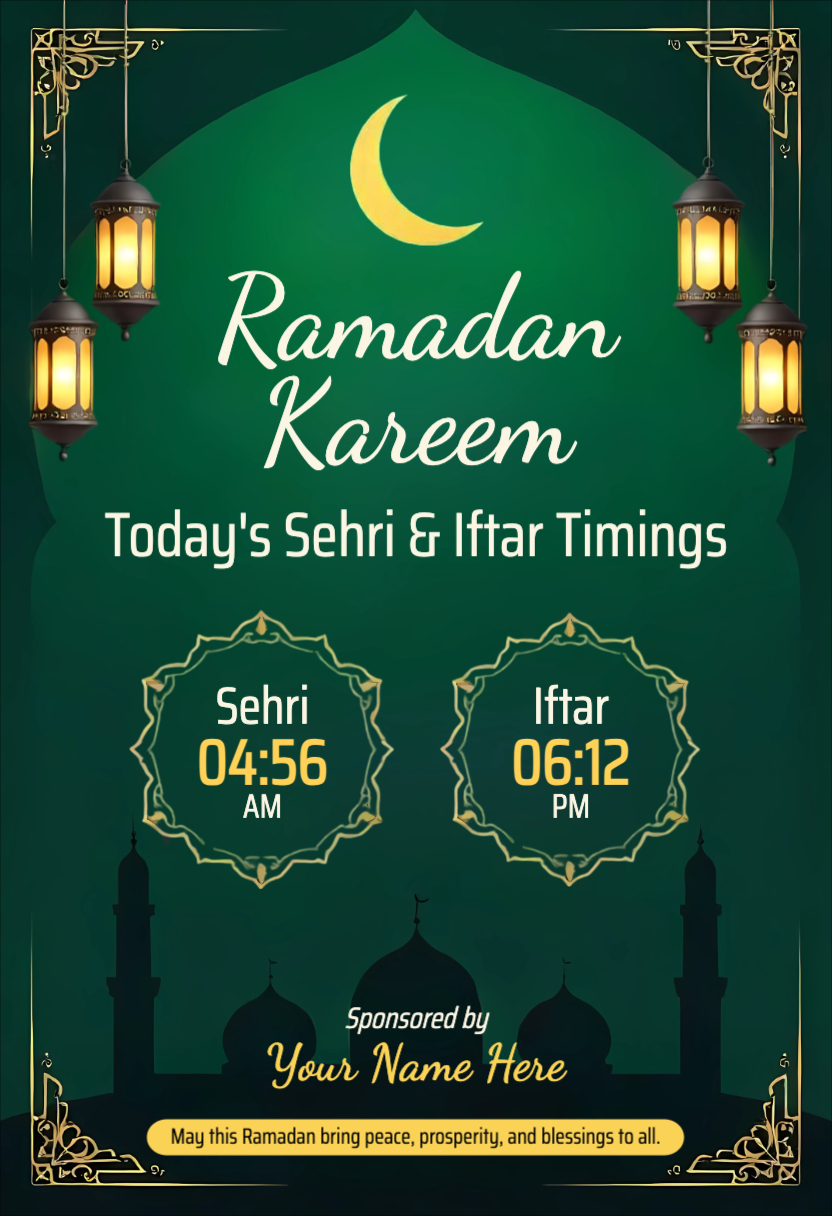 Ramadan Kareem 2025: Today's Sehri & Iftar Timings, Wishes, and Daily Schedule.