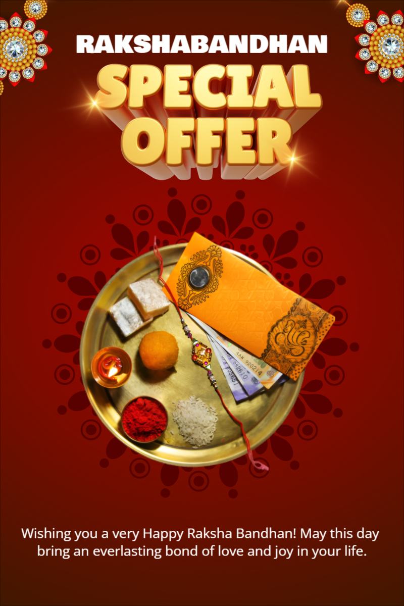 Yellow and Brown Decorative Raksha Bandhan Greetings Mobile Template For Free