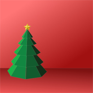 Christmas greeting card with x-mas tree on red background