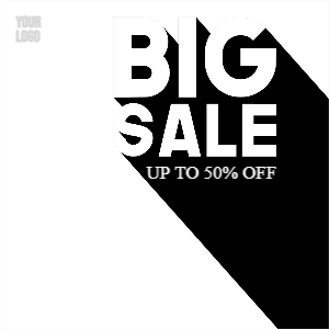 Big Sale banner template in black and white style, free vector editing, free online editing