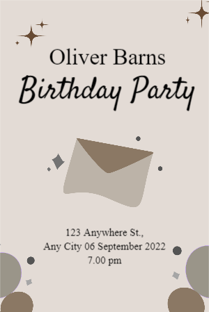 Cream & Brown Minimalist Simple Birthday Invitation 