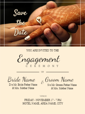 Engagement Ceremony Invitation Card Template Design